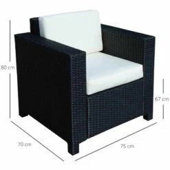Outsunny Single Rattan Sofa Armchair - Black - 01-0716 -OUTSUNNY Sales Shop o u outsunny 01 0716 dimensions