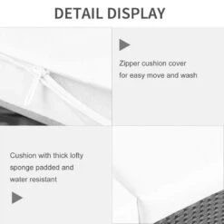 Outsunny Rattan 3 Seater Garden Sofa - Black/Cream - 01-0720 -OUTSUNNY Sales Shop o u outsunny 01 0720 3