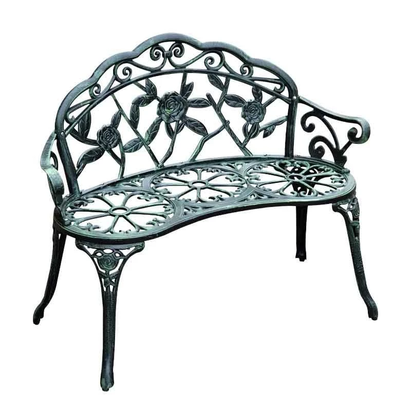 Outsunny Cast Aluminum Garden Bench - Antique Green - 01-0794 2 Outsunny Cast Aluminum Garden Bench - Antique Green - 01-0794 - Image 2