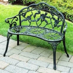 Outsunny Cast Aluminum Garden Bench - Antique Green - 01-0794 15 Outsunny Cast Aluminum Garden Bench - Antique Green - 01-0794 -OUTSUNNY Sales Shop o u outsunny 01 0794 lifestyle