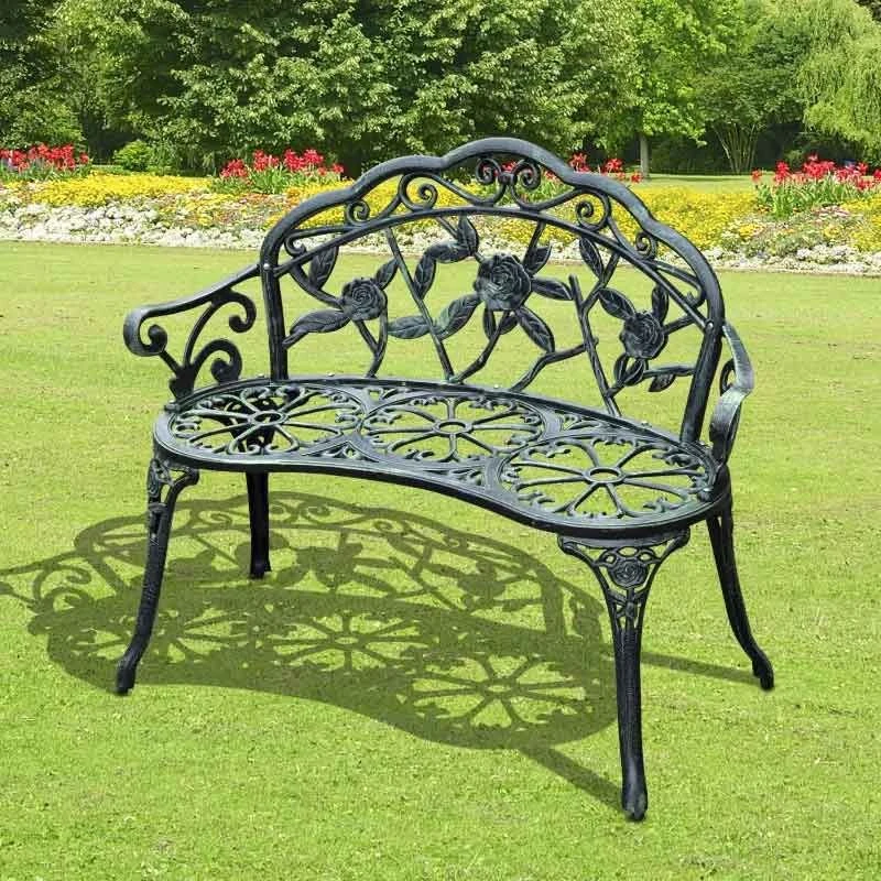 Outsunny Cast Aluminum Garden Bench - Antique Green - 01-0794 1 Outsunny Cast Aluminum Garden Bench - Antique Green - 01-0794