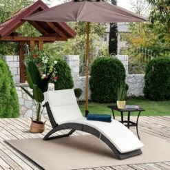 Outsunny Rattan Sun Lounger - Black/Cream - 01-0798 -OUTSUNNY Sales Shop o u outsunny 01 0798 lifestyle