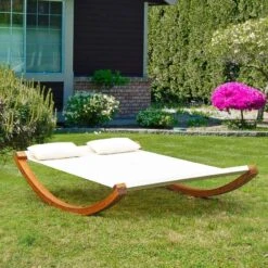 Outsunny Double Wooden Rocking Sun Lounger - White - 01-0860 -OUTSUNNY Sales Shop o u outsunny 01 0860 lifestyle