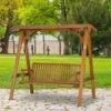 Outsunny 3-Seater Larch Wood Swing Chair - Teak - 01-0863 -OUTSUNNY Sales Shop o u outsunny 01 0863
