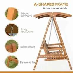 Outsunny 3-Seater Larch Wood Swing Chair - Teak - 01-0863 -OUTSUNNY Sales Shop o u outsunny 01 0863 details