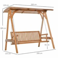 Outsunny 3-Seater Larch Wood Swing Chair - Teak - 01-0863 -OUTSUNNY Sales Shop o u outsunny 01 0863 dimensions