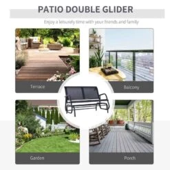 Outsunny Textilene Double Seat Garden Swing Chair - Black - 01-0893 -OUTSUNNY Sales Shop o u outsunny 01 0893 2