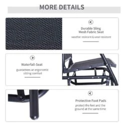 Outsunny Textilene Double Seat Garden Swing Chair - Black - 01-0893 -OUTSUNNY Sales Shop o u outsunny 01 0893 4