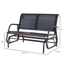 Outsunny Textilene Double Seat Garden Swing Chair - Black - 01-0893 -OUTSUNNY Sales Shop o u outsunny 01 0893 dimensions