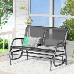Outsunny Textilene Double Seat Garden Swing Chair - Black - 01-0893 -OUTSUNNY Sales Shop o u outsunny 01 0893 lifestyle