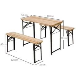 Outsunny Picnic Wooden Table And Bench Set - Black & Natural Wood - 840-022 -OUTSUNNY Sales Shop o u outsunny 840 022 dimensions