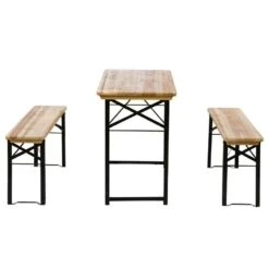 Outsunny Picnic Wooden Table And Bench Set - Black & Natural Wood - 840-022 -OUTSUNNY Sales Shop o u outsunny 840 022 table chair