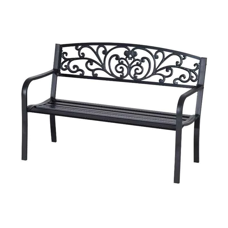 Outsunny 2-Seater Garden Bench Steel - Black - 840-036 2 Outsunny 2-Seater Garden Bench Steel - Black - 840-036 - Image 2