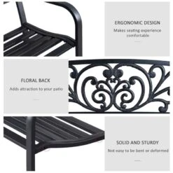 Outsunny 2-Seater Garden Bench Steel - Black - 840-036 14 Outsunny 2-Seater Garden Bench Steel - Black - 840-036 -OUTSUNNY Sales Shop o u outsunny 840 036 3
