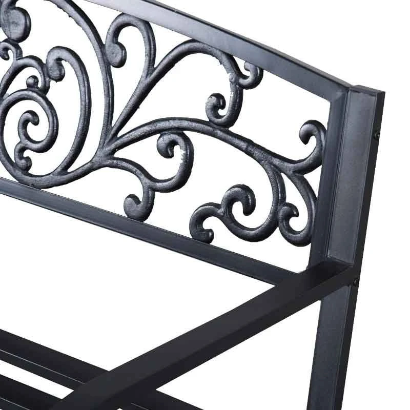 Outsunny 2-Seater Garden Bench Steel - Black - 840-036 7 Outsunny 2-Seater Garden Bench Steel - Black - 840-036 - Image 7