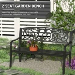 Outsunny 2 Seater Steel Garden Bench 1260x600x850mm - Black - 840-037 -OUTSUNNY Sales Shop o u outsunny 840 037 2