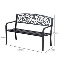 Outsunny 2 Seater Steel Garden Bench 1260x600x850mm - Black - 840-037 -OUTSUNNY Sales Shop o u outsunny 840 037 dimensions