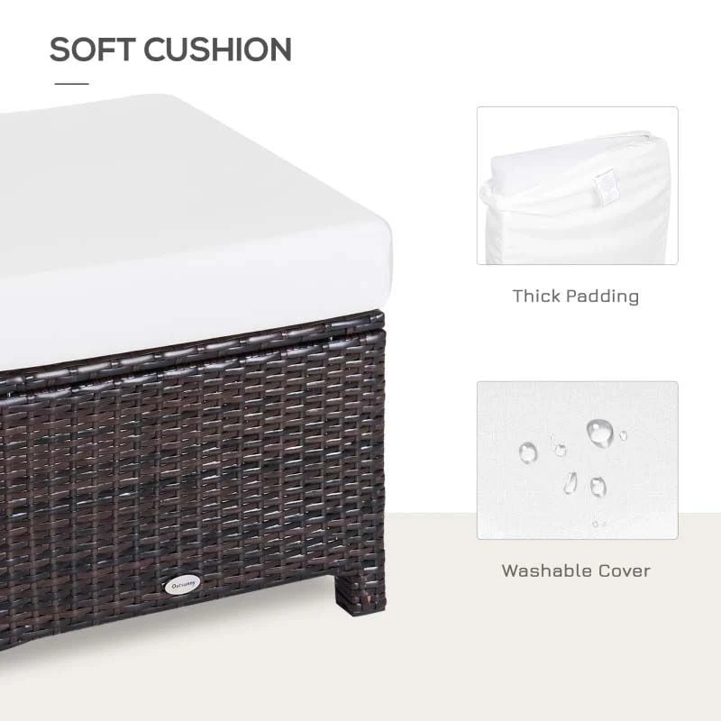 Outsunny Rattan Footstool - Brown - 841-002BN 6 Outsunny Rattan Footstool - Brown - 841-002BN - Image 6