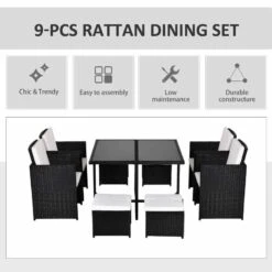 Outsunny 8-Seater Rattan Dining Table And Chair Set - Black & Milk White - 841-108 13 Outsunny 8-Seater Rattan Dining Table And Chair Set - Black & Milk White - 841-108 -OUTSUNNY Sales Shop o u outsunny 841 108 features