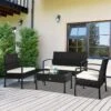 Outsunny 4-Seater Rattan Garden Furniture Set - Black/White - 841-142