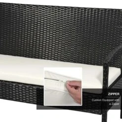 Outsunny 4-Seater Rattan Garden Furniture Set - Black/White - 841-142 -OUTSUNNY Sales Shop o u outsunny 841 142 4