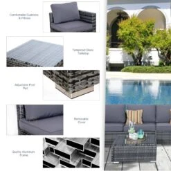 Outsunny 4 Piece Rattan Garden Furniture Set - Grey - 841-158 15 Outsunny 4 Piece Rattan Garden Furniture Set - Grey - 841-158 -OUTSUNNY Sales Shop o u outsunny 841 158 4