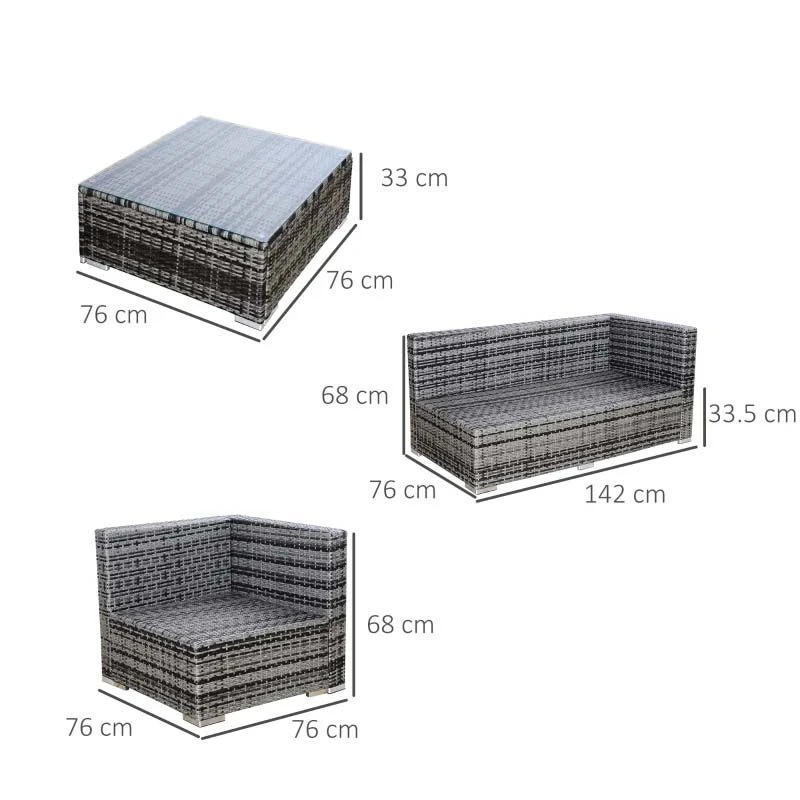 Outsunny 4 Piece Rattan Garden Furniture Set - Grey - 841-158 3 Outsunny 4 Piece Rattan Garden Furniture Set - Grey - 841-158 - Image 3