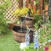 Outsunny 2 Tier Wooden Garden Water Feature - Brown - 844-097 -OUTSUNNY Sales Shop o u outsunny 844 097