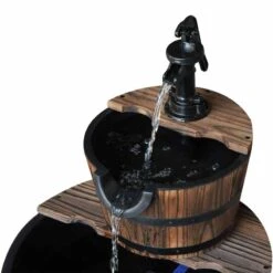 Outsunny 2 Tier Wooden Garden Water Feature - Brown - 844-097 -OUTSUNNY Sales Shop o u outsunny 844 097 fountain
