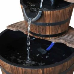 Outsunny 2 Tier Wooden Garden Water Feature - Brown - 844-097 -OUTSUNNY Sales Shop o u outsunny 844 097 fountain2