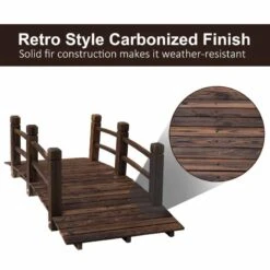 Outsunny Décor Wooden Garden Bridge With Railings 152.5L X 67W X 48Hcm - Brown - 844-132 -OUTSUNNY Sales Shop o u outsunny 844 132 finish
