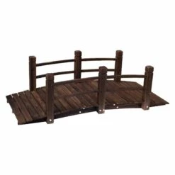 Outsunny Décor Wooden Garden Bridge With Railings 152.5L X 67W X 48Hcm - Brown - 844-132 -OUTSUNNY Sales Shop o u outsunny 844 132 full