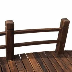 Outsunny Décor Wooden Garden Bridge With Railings 152.5L X 67W X 48Hcm - Brown - 844-132 -OUTSUNNY Sales Shop o u outsunny 844 132 rails2