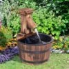 Outsunny Garden Wooden Barrel Electric Pump Water Feature 27x37Hcm - Brown - 844-216V01 -OUTSUNNY Sales Shop o u outsunny 844 216v01