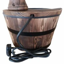 Outsunny Fir Wood Barrel Pump Water Feature With Flower Planter 27x37Hcm - Brown - 844-217V01 17 Outsunny Fir Wood Barrel Pump Water Feature With Flower Planter 27x37Hcm - Brown - 844-217V01 -OUTSUNNY Sales Shop o u outsunny 844 217v01 barrel