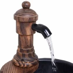 Outsunny Fir Wood Barrel Pump Water Feature With Flower Planter 27x37Hcm - Brown - 844-217V01 15 Outsunny Fir Wood Barrel Pump Water Feature With Flower Planter 27x37Hcm - Brown - 844-217V01 -OUTSUNNY Sales Shop o u outsunny 844 217v01 pump