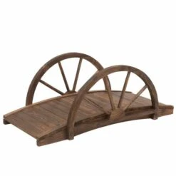 Outsunny Décor Walkway Fir Wood Garden Bridge 37H X 100L X 50Wcm - Brown - 844-252 -OUTSUNNY Sales Shop o u outsunny 844 252 full