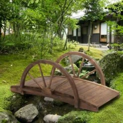 Outsunny Décor Walkway Fir Wood Garden Bridge 37H X 100L X 50Wcm - Brown - 844-252 -OUTSUNNY Sales Shop o u outsunny 844 252 outdoor