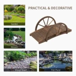 Outsunny Décor Walkway Fir Wood Garden Bridge 37H X 100L X 50Wcm - Brown - 844-252 -OUTSUNNY Sales Shop o u outsunny 844 252 practical