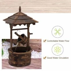 Outsunny Fir Wood Garden Décor Wishing Well Barrel Water Feature - Brown - 844-273V70 -OUTSUNNY Sales Shop o u outsunny 844 273v70 features