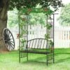 Outsunny 2-seater Steel Frame Outdoor Arch Garden Bench - Black - 844-282