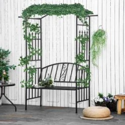 Outsunny 2-seater Steel Frame Outdoor Arch Garden Bench - Black - 844-282 -OUTSUNNY Sales Shop o u outsunny 844 282 lifestyle