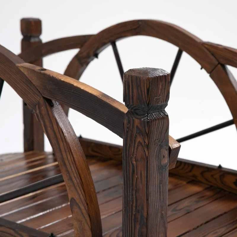 Outsunny 1.5m Wooden Garden Bridge With Safety Guardrail - Brown - 844-444 7 Outsunny 1.5m Wooden Garden Bridge With Safety Guardrail - Brown - 844-444 - Image 7