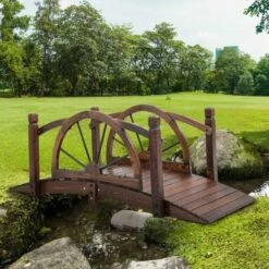 Outsunny 1.5m Wooden Garden Bridge With Safety Guardrail - Brown - 844-444 19 Outsunny 1.5m Wooden Garden Bridge With Safety Guardrail - Brown - 844-444 -OUTSUNNY Sales Shop o u outsunny 844 444 outdoor