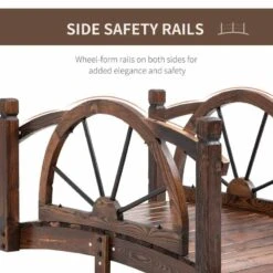 Outsunny 1.5m Wooden Garden Bridge With Safety Guardrail - Brown - 844-444 13 Outsunny 1.5m Wooden Garden Bridge With Safety Guardrail - Brown - 844-444 -OUTSUNNY Sales Shop o u outsunny 844 444 rails