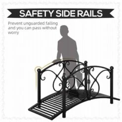 Outsunny Classic Garden Bridge With Safety Railings 102L X 48W X 49Hcm - Black - 844-452BK -OUTSUNNY Sales Shop o u outsunny 844 452bk rails