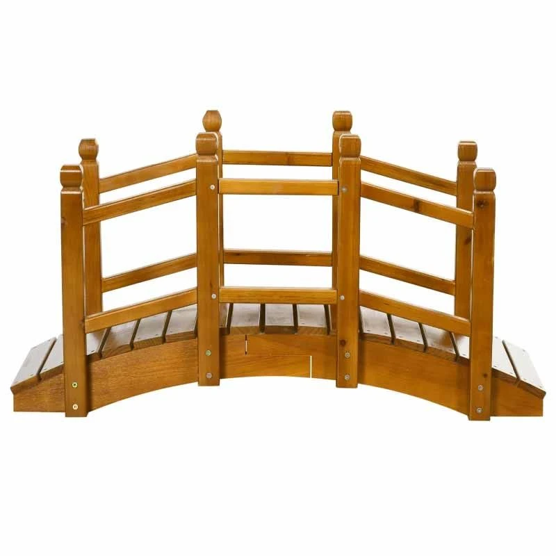 Outsunny Wooden Garden Bridge With Safety Railings - Brown - 844-616V00BN 7 Outsunny Wooden Garden Bridge With Safety Railings - Brown - 844-616V00BN - Image 7