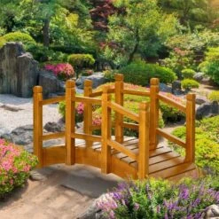 Outsunny Wooden Garden Bridge With Safety Railings - Brown - 844-616V00BN 19 Outsunny Wooden Garden Bridge With Safety Railings - Brown - 844-616V00BN -OUTSUNNY Sales Shop o u outsunny 844 616v00bn outdoor