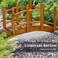 Outsunny Wooden Garden Bridge With Safety Railings - Brown - 844-616V00BN 13 Outsunny Wooden Garden Bridge With Safety Railings - Brown - 844-616V00BN -OUTSUNNY Sales Shop o u outsunny 844 616v00bn sturdy