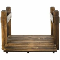 Outsunny 5ft Wooden Garden Bridge With Planters On Safety Railings - Brown - 844-618V00TN -OUTSUNNY Sales Shop o u outsunny 844 618v00tn full2